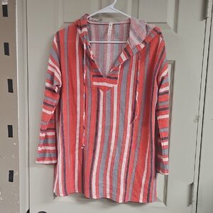 Striped Hooded Women's Top